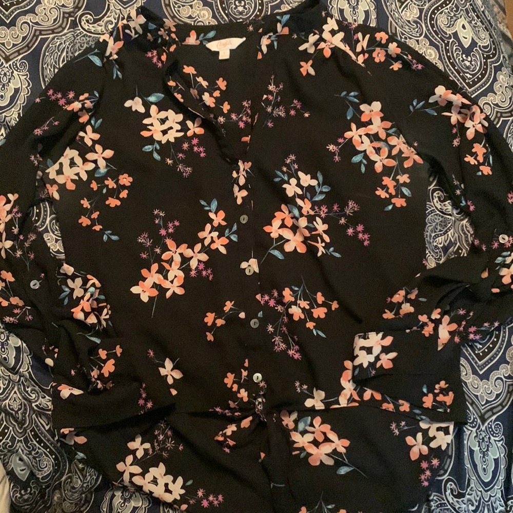 Floral Button Down with Tie